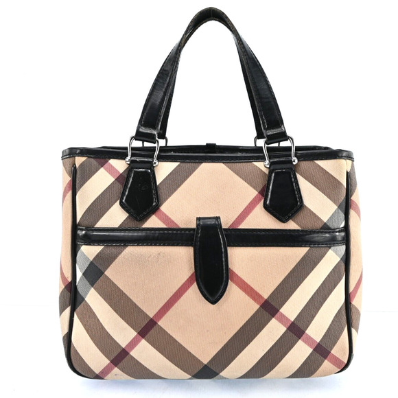 Auth Burberry Nova Check Hand Bag Pvc #136426B17B - Picture 1 of 15